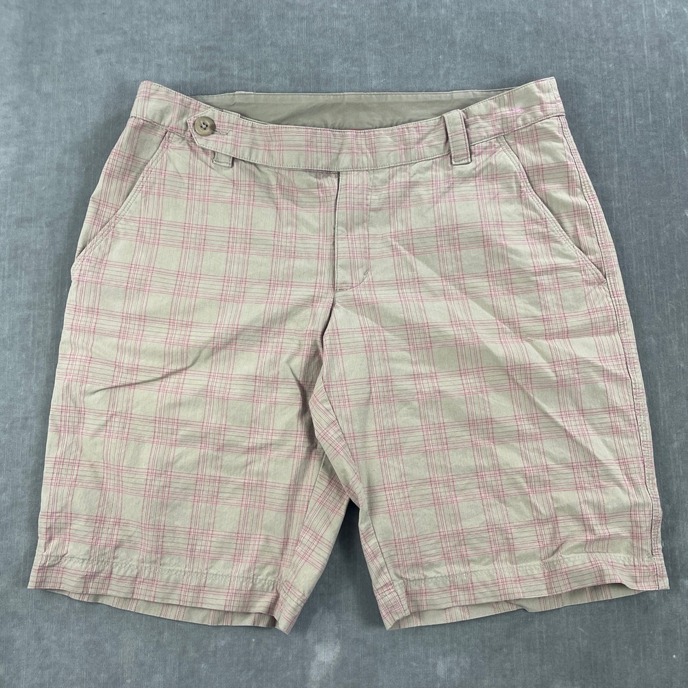 The North Face Women Size 10 Tan Pink Plaid Cotton Shorts‎ Outdoor Casual